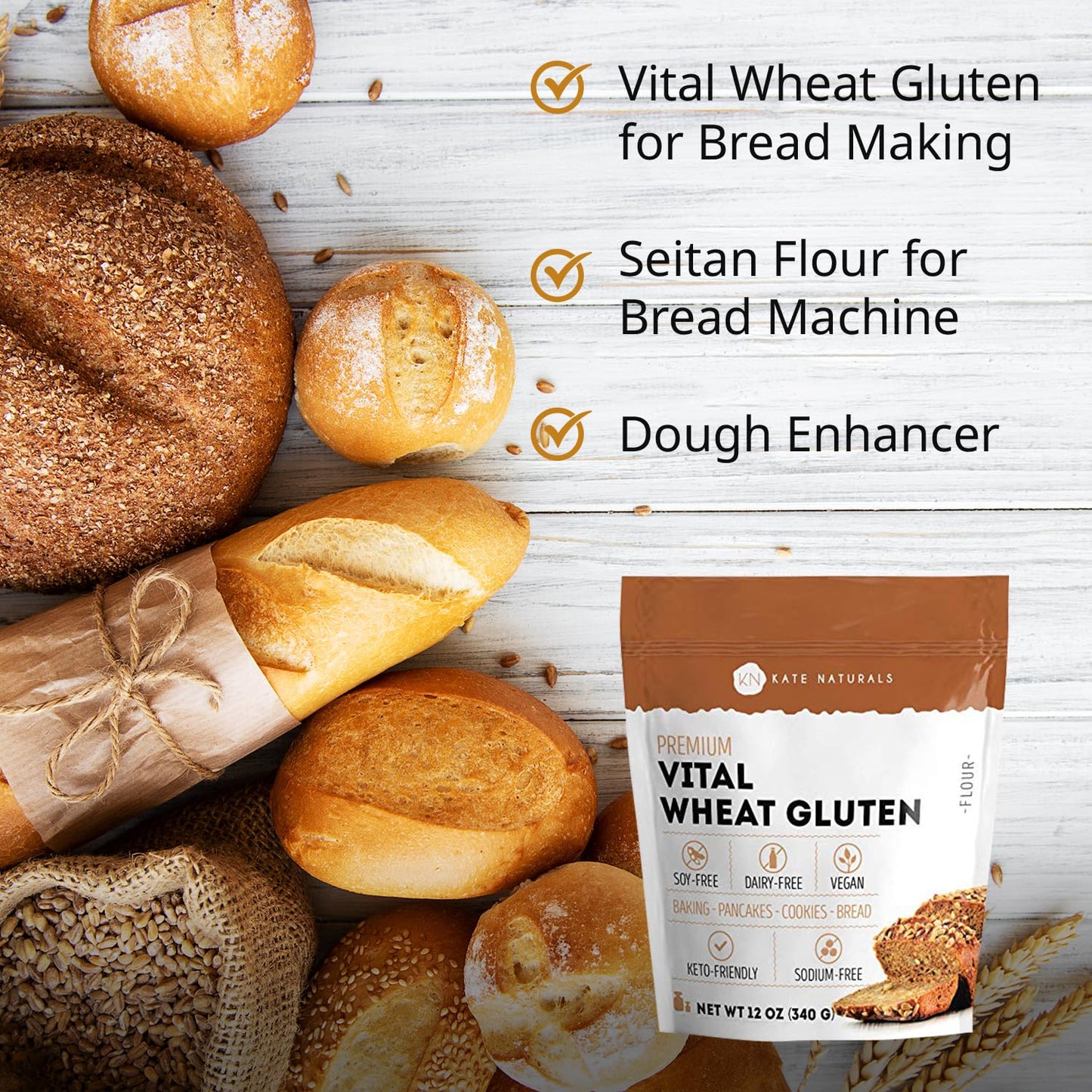 Kate Naturals Vital Wheat Gluten - 12oz