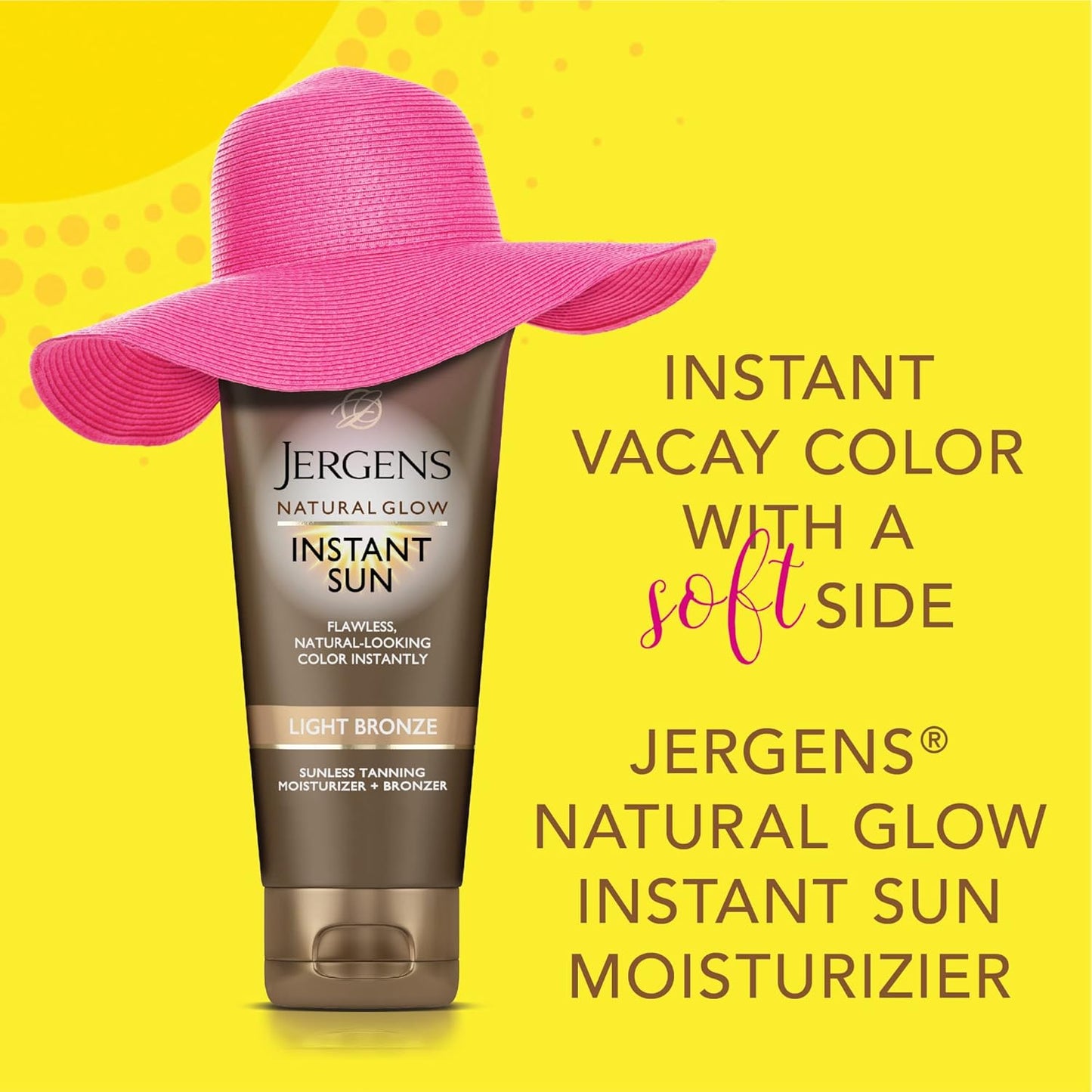 Jergens Natural Glow Instant Sun Tanning Moisturizer + Bronzer, Light Bronze, 6 Oz