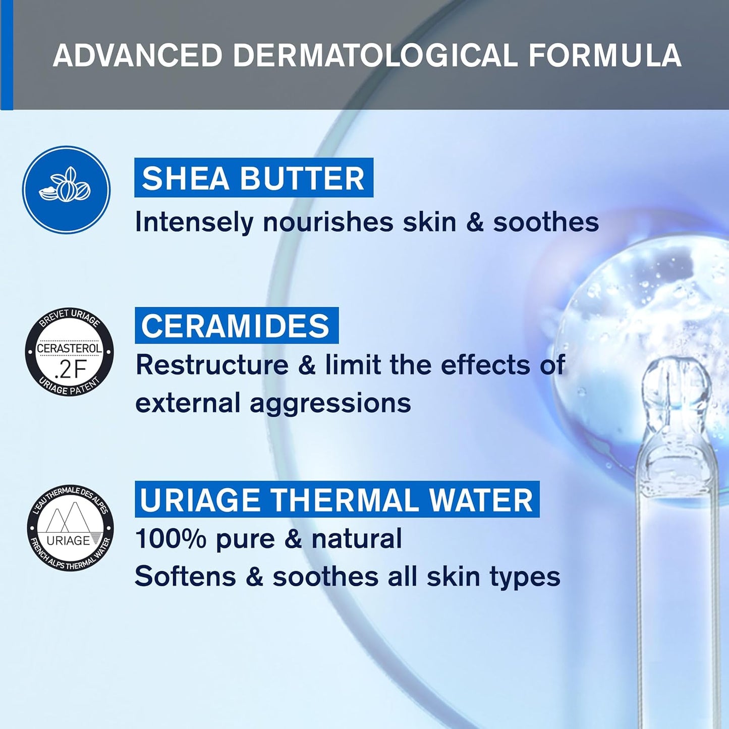 URIAGE Gentle Cleasning Syndet Face & Body Wash for Dry Skin -17 fl oz