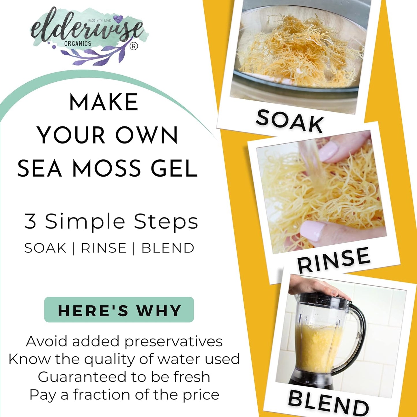Elderwise Sea Moss Golden & Aqua Marine Bundle Makes 20oz & 24oz Gel