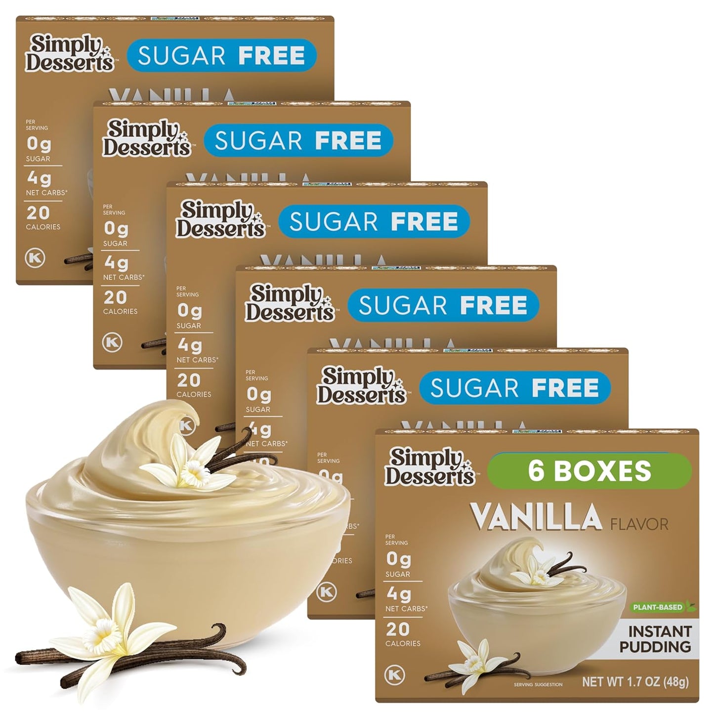 Simply Desserts Vanilla Instant Pudding, Sugar-Free, 6-Pack – 1.7 Oz Ea