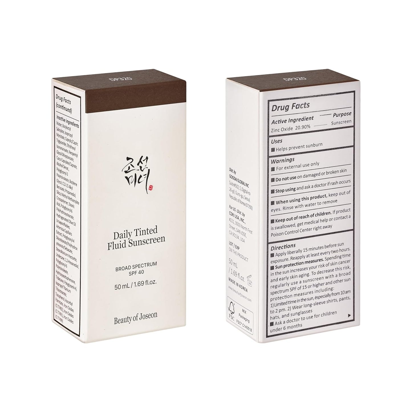 Beauty of Joseon Daily Tinted Fluid Sunscreen 12 Shades - 1.69 fl.oz