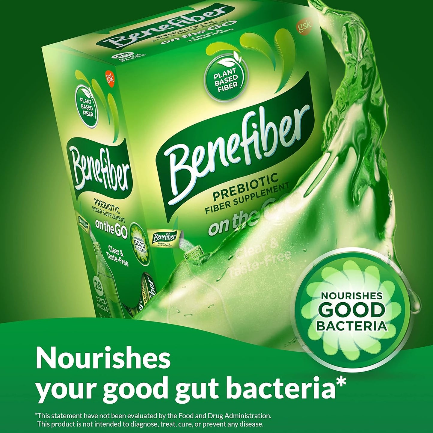 Benefiber On the Go Prebiotic Fiber Supplement Powder for Digestive Health,28 Sticks