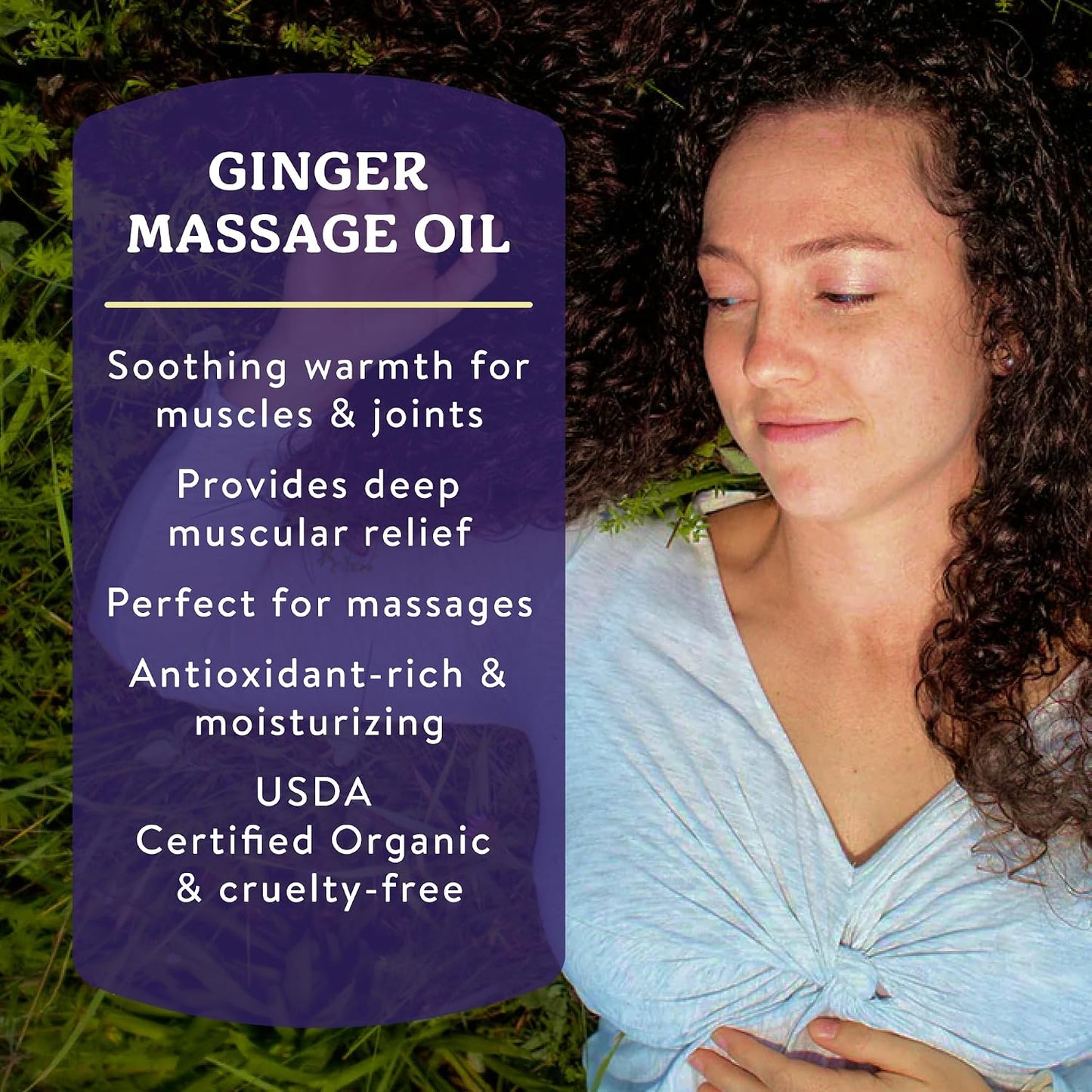 Badger Ginger Massage Oil - 4 fl oz Glass Bottle