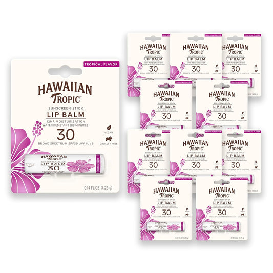 Hawaiian Tropic Tropical Lip Balm SPF 30 0.14oz (Pack of 10)