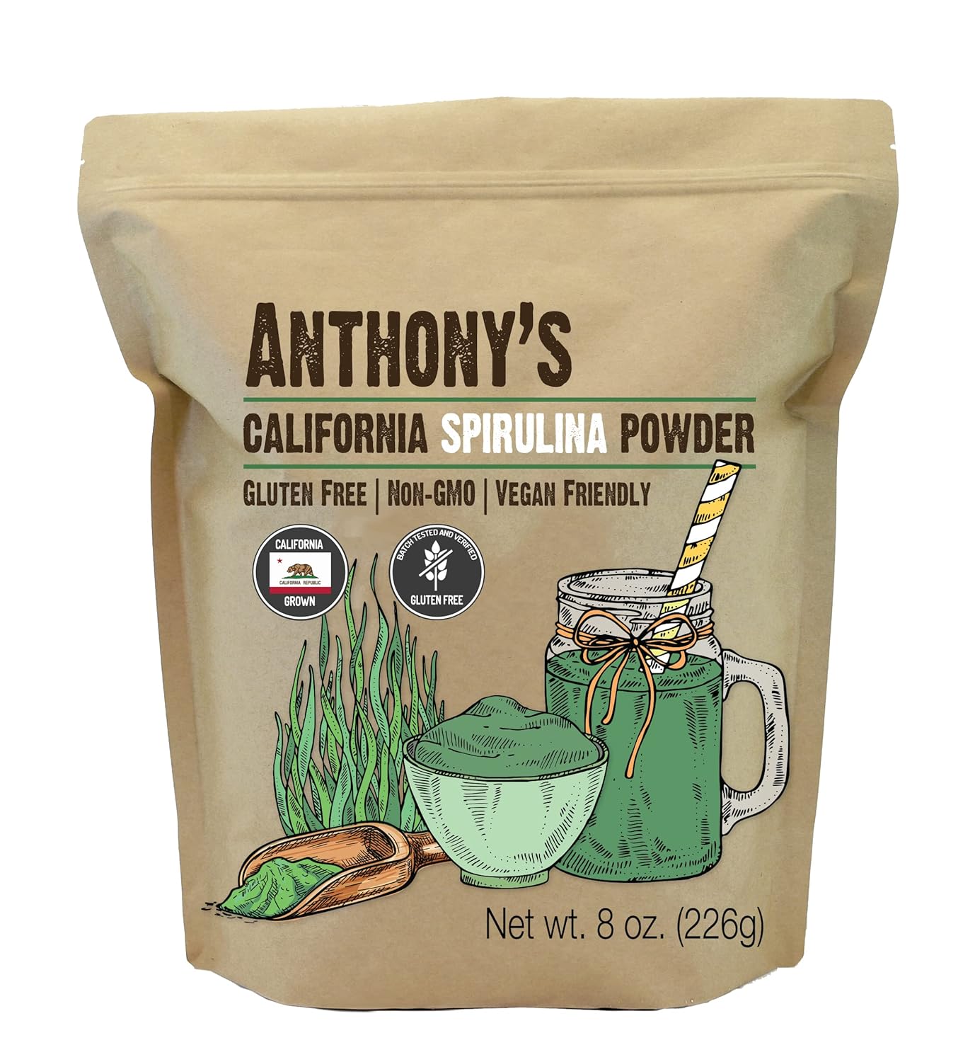 Anthony's California Spirulina Powder, 8 oz