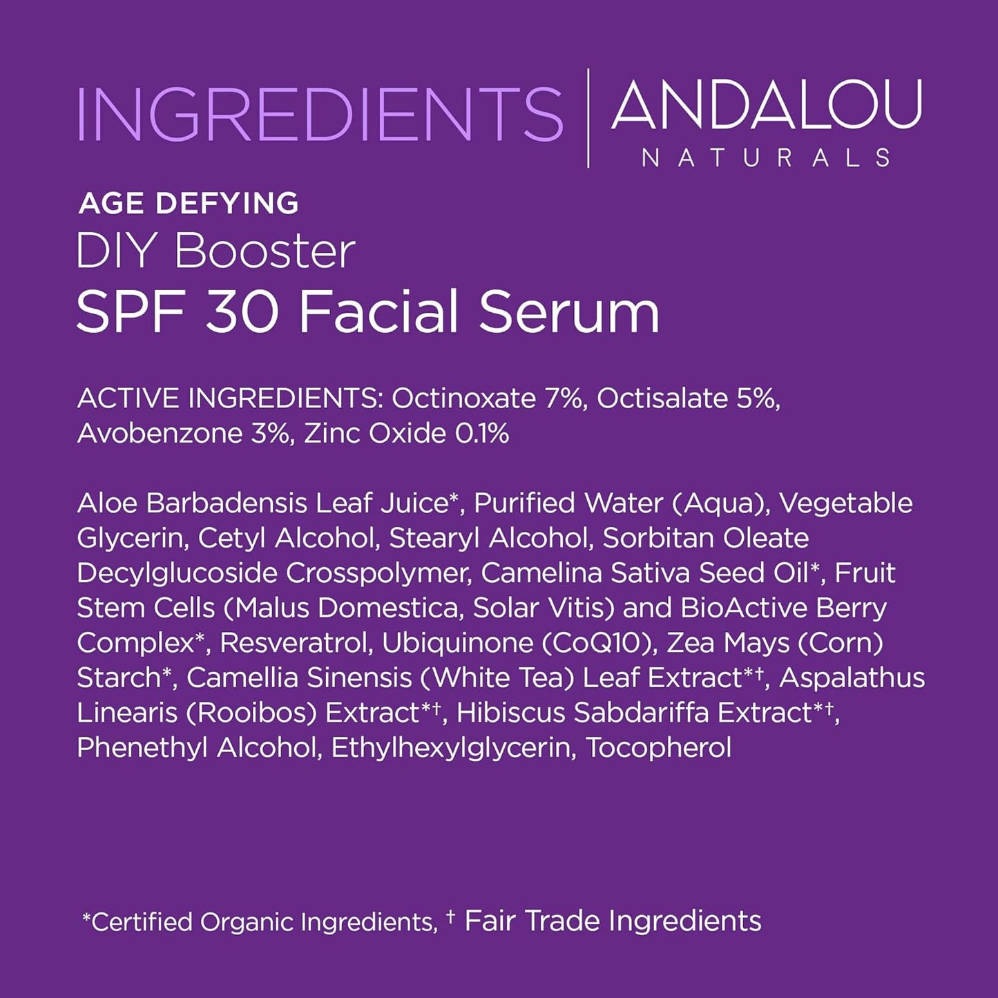 Andalou Naturals DIY Booster SPF 30 Facial Serum, 2 Fl Oz