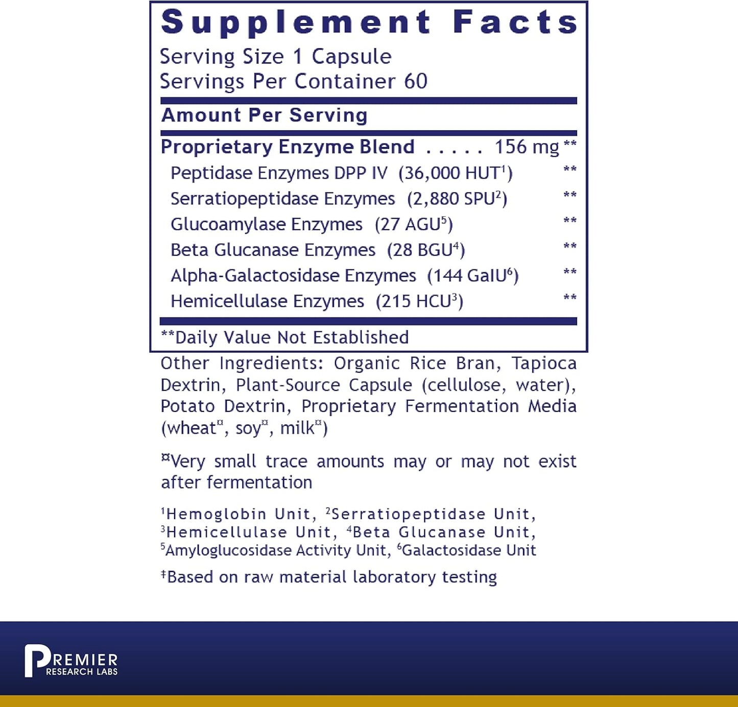Premier Research Labs Digestase-SP - 6 Enzymes for Digestion -  60 Plant-Source Capsules