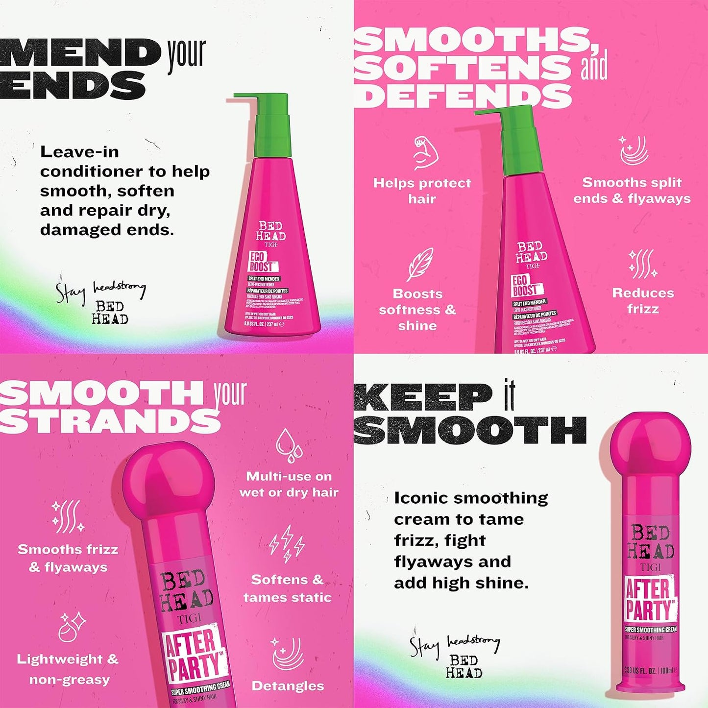 TIGI Bed Head – Ego Boost Leave-In Conditioner, + After Party Smoothing Cream