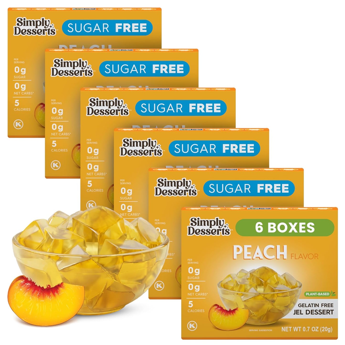 Simply Desserts Sugar-Free Peach Jel, 6-Pack – 1.7 Oz Ea