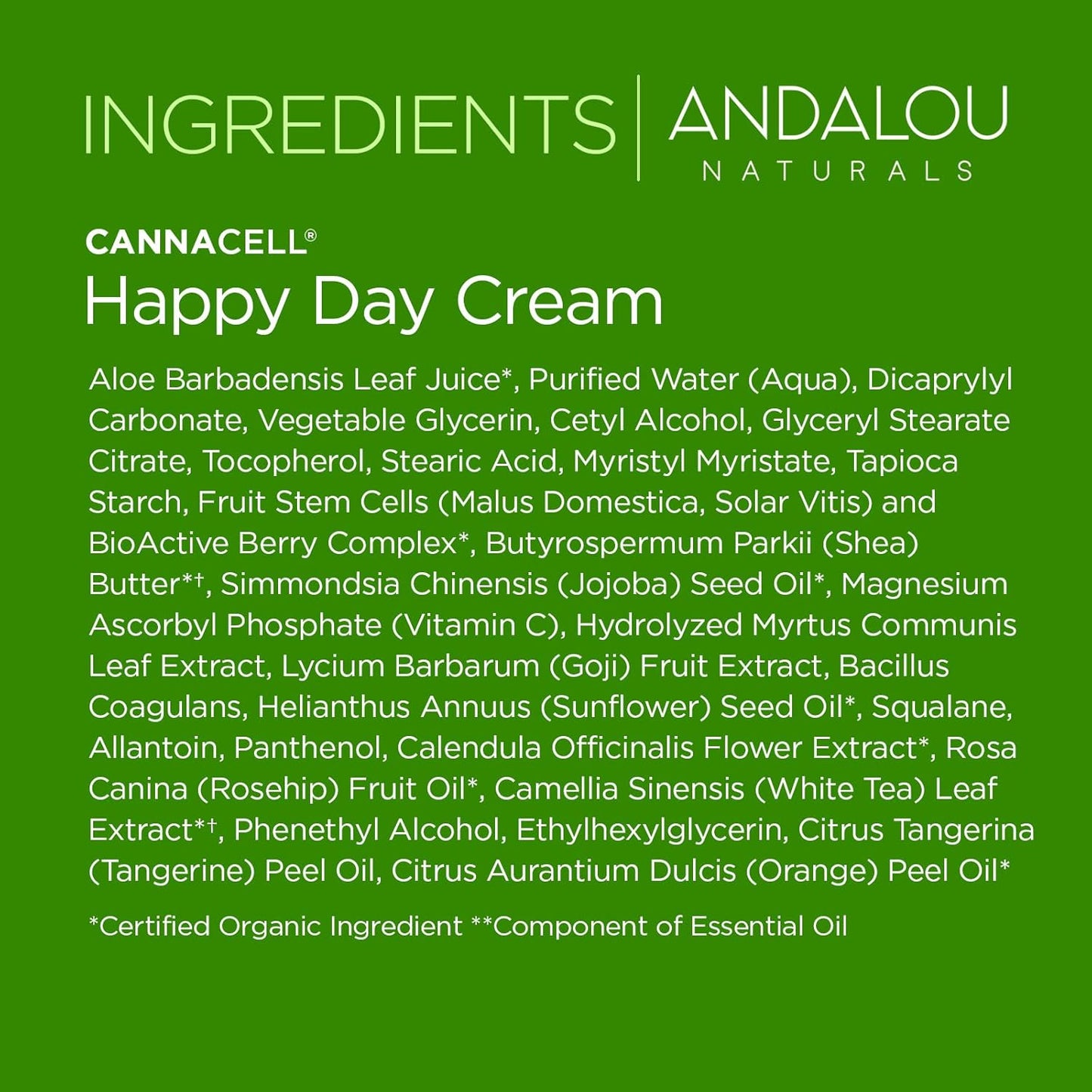 Andalou Naturals Cannacell Happy Day Cream,1.7 fl oz
