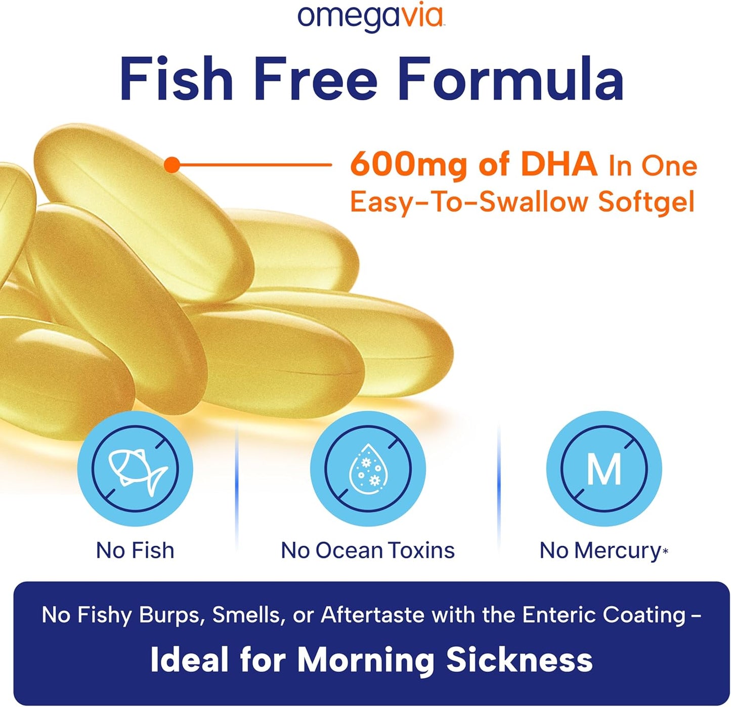 OmegaVia Prenatal DHA 600mg, Omega 3 Supplement for Women - 30 Softgels