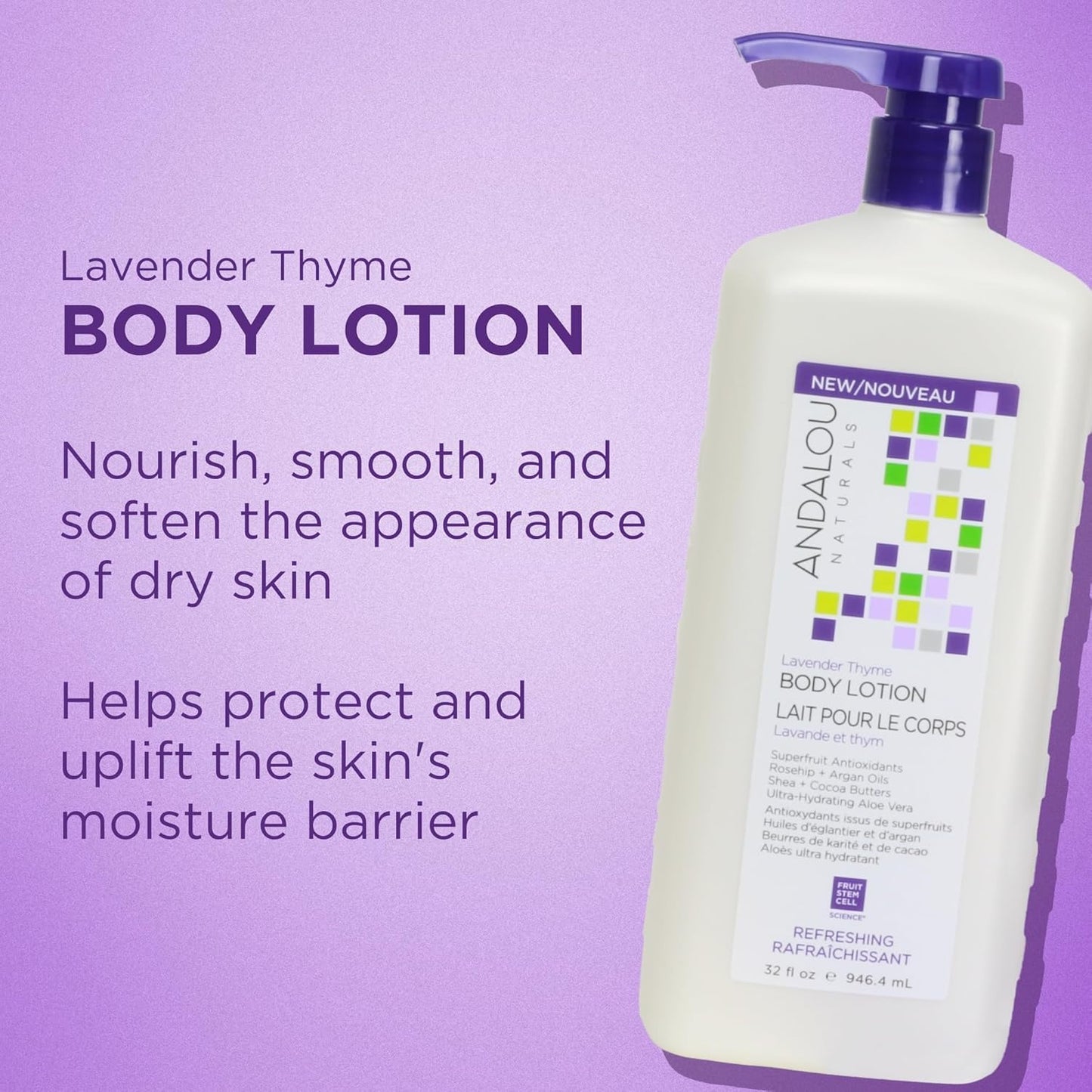 Andalou Naturals Lavender Thyme Refreshing Body Lotion, Value Size, 32 Ounce