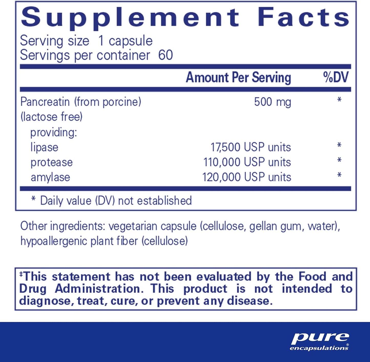 Pure Encapsulations Pancreatic Enzyme Formula - Digestive Enzymes for Digestion - Strengthens Gut Health - 60 Capsules