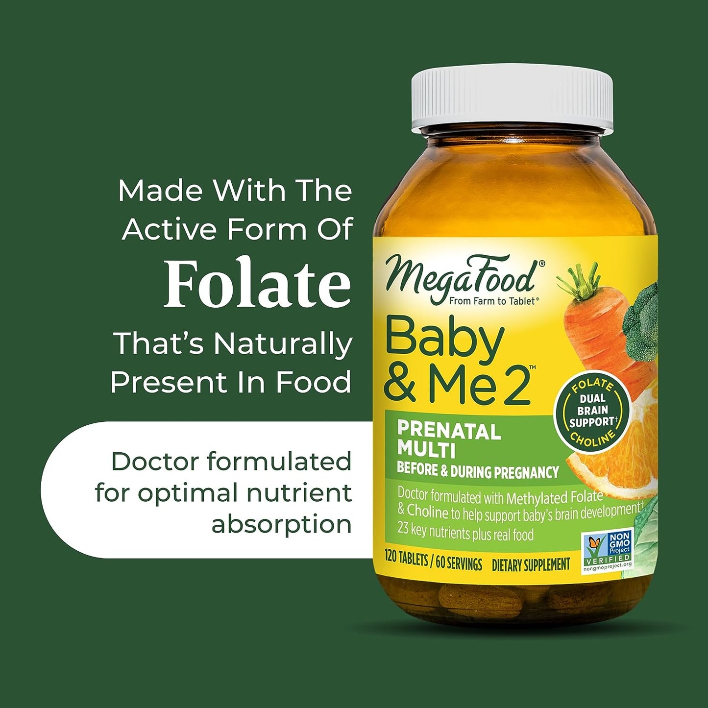 MegaFood Baby & Me 2 Prenatal Vitamin and Minerals 60 Tabs