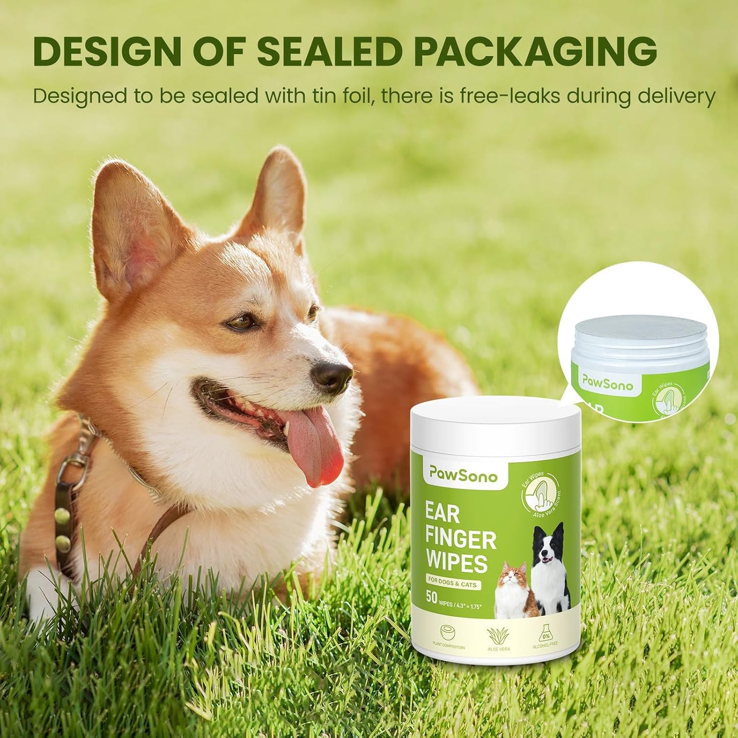 Pawsono Dog Ear Wipes - 50 Count