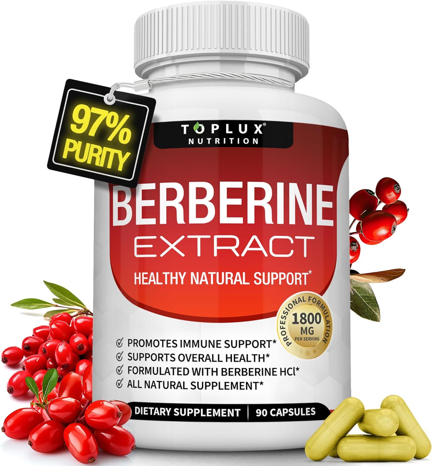 Toplux Berberine Extract Berberine HCl Complex 90 Capsules