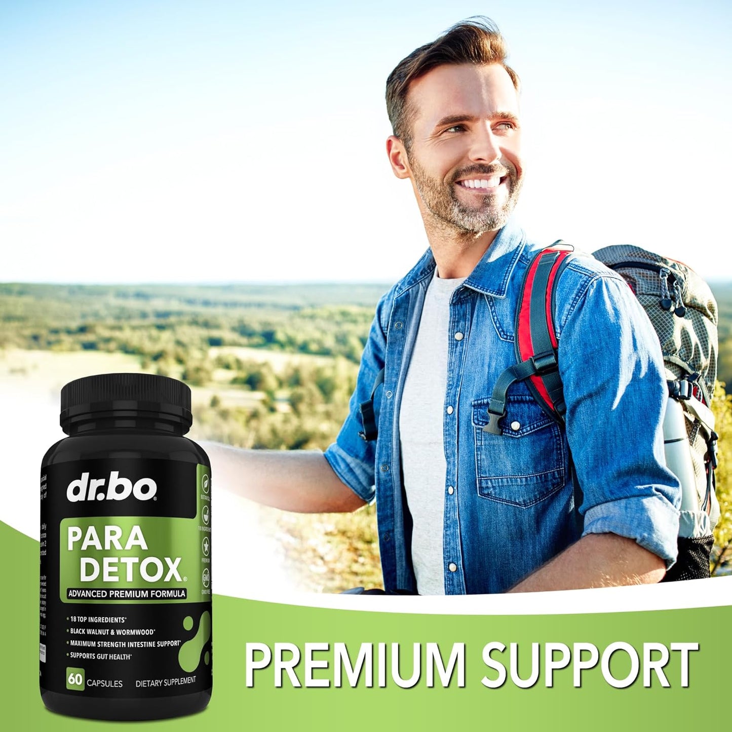 DR. BO Gut Health Herbal Support - 18 Ingredients Cranberry - 60 Capsules