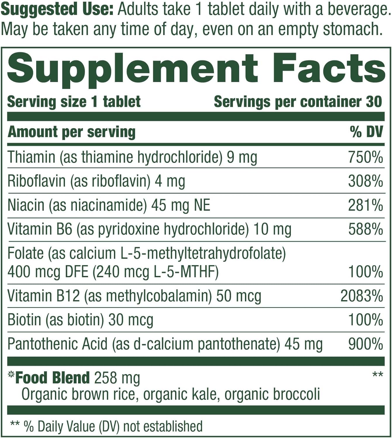 MegaFood Balanced B Complex - B Complex Vitamin Supplement 30 tablets