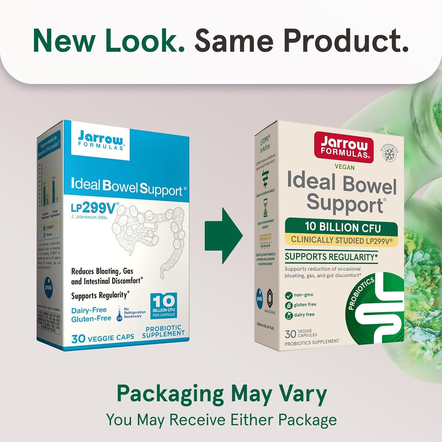 Jarrow Formulas Ideal Bowel Support LP299v,  Gas, Intestinal Discomfort 30 Veggie Capsules