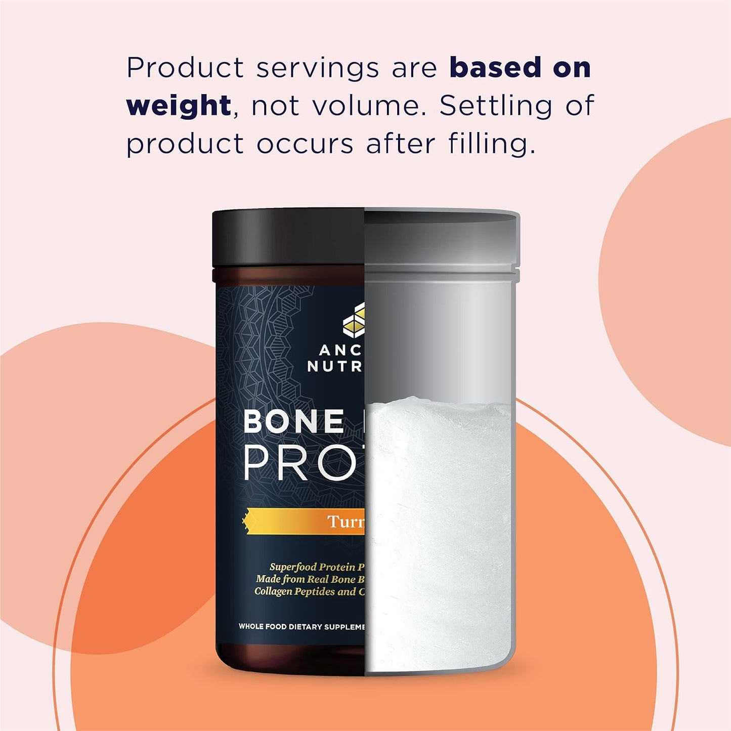 Ancient Nutrition Protein Powder Made from Real Bone Broth, Turmeric, 20g Protein Per Serving