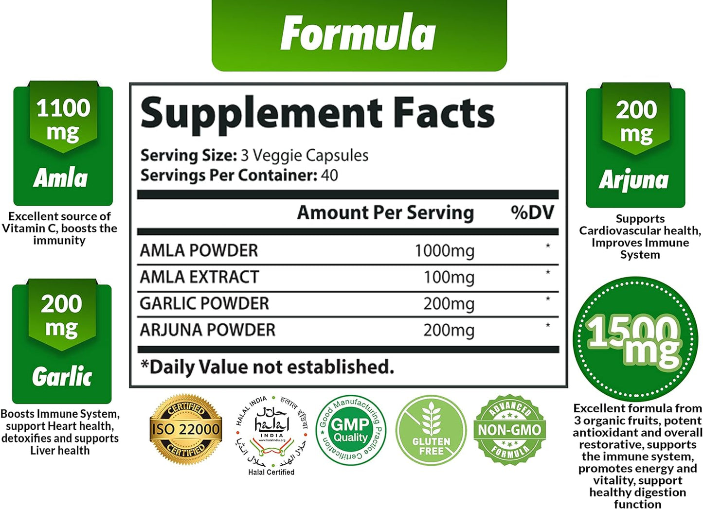 Organic Triphala Supplement 120 Veggie Capsules