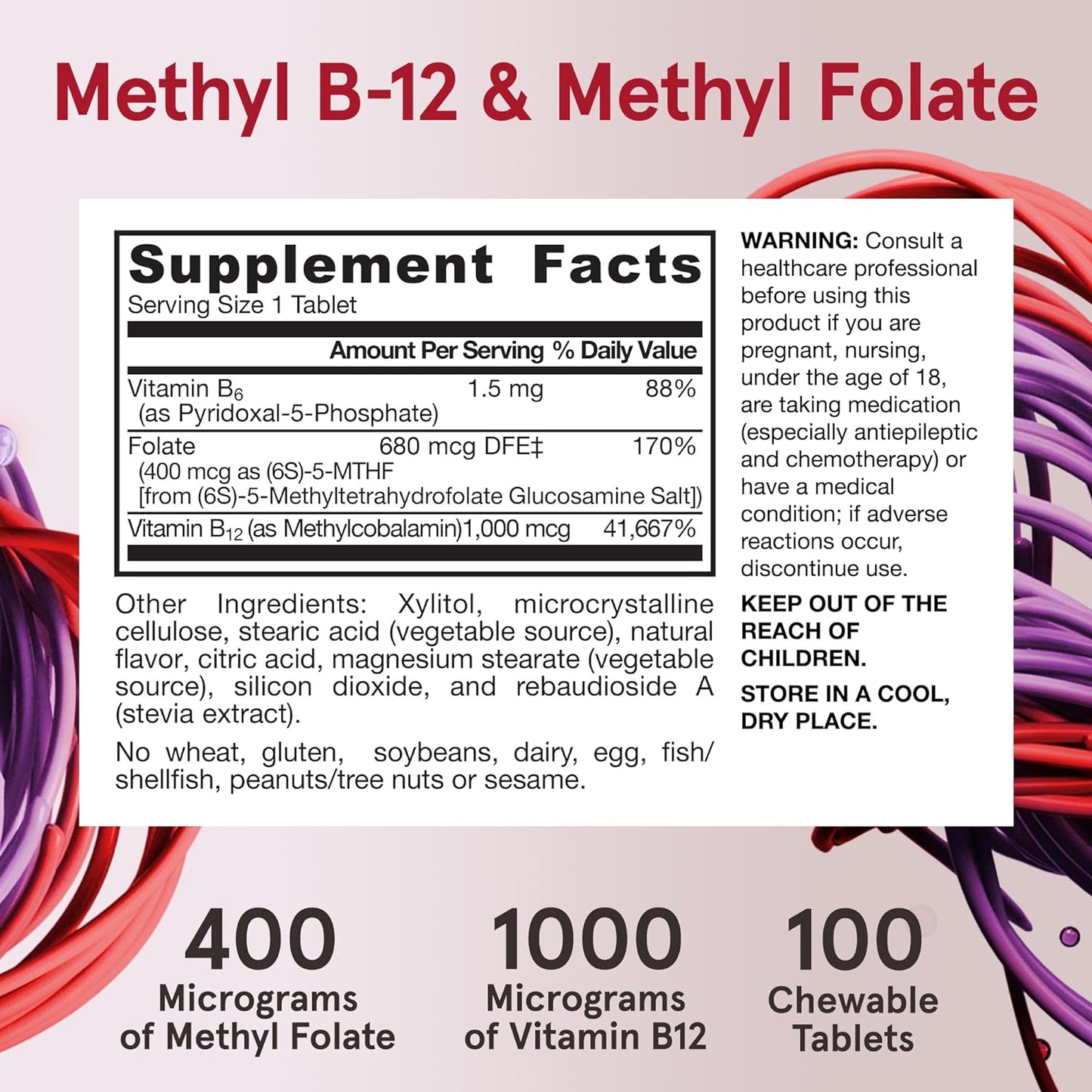 Jarrow Formulas Extra Strength Methyl B-12 100 Chewable Tablets