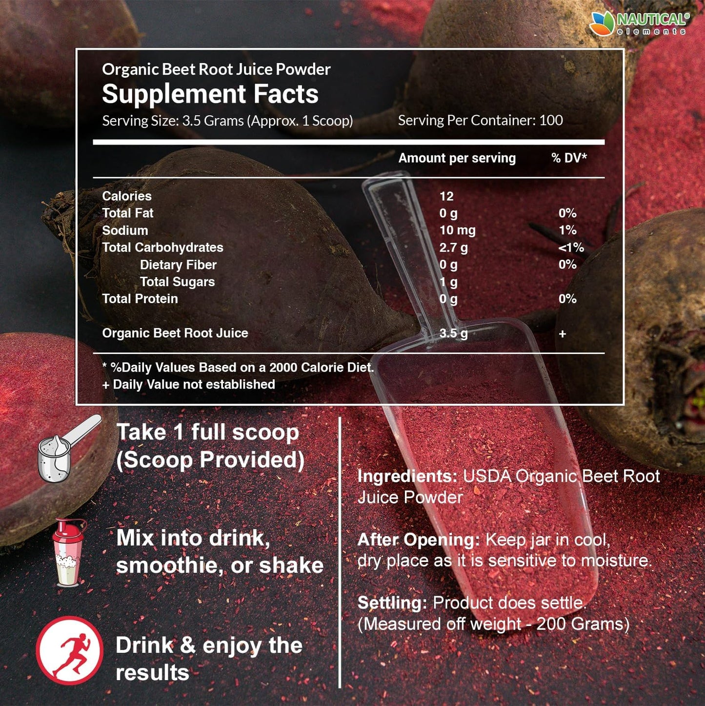 Beet Juice Powder Organic - Cold Pressed - 20:1 Concentrate - Concentrated Beet Root Powder