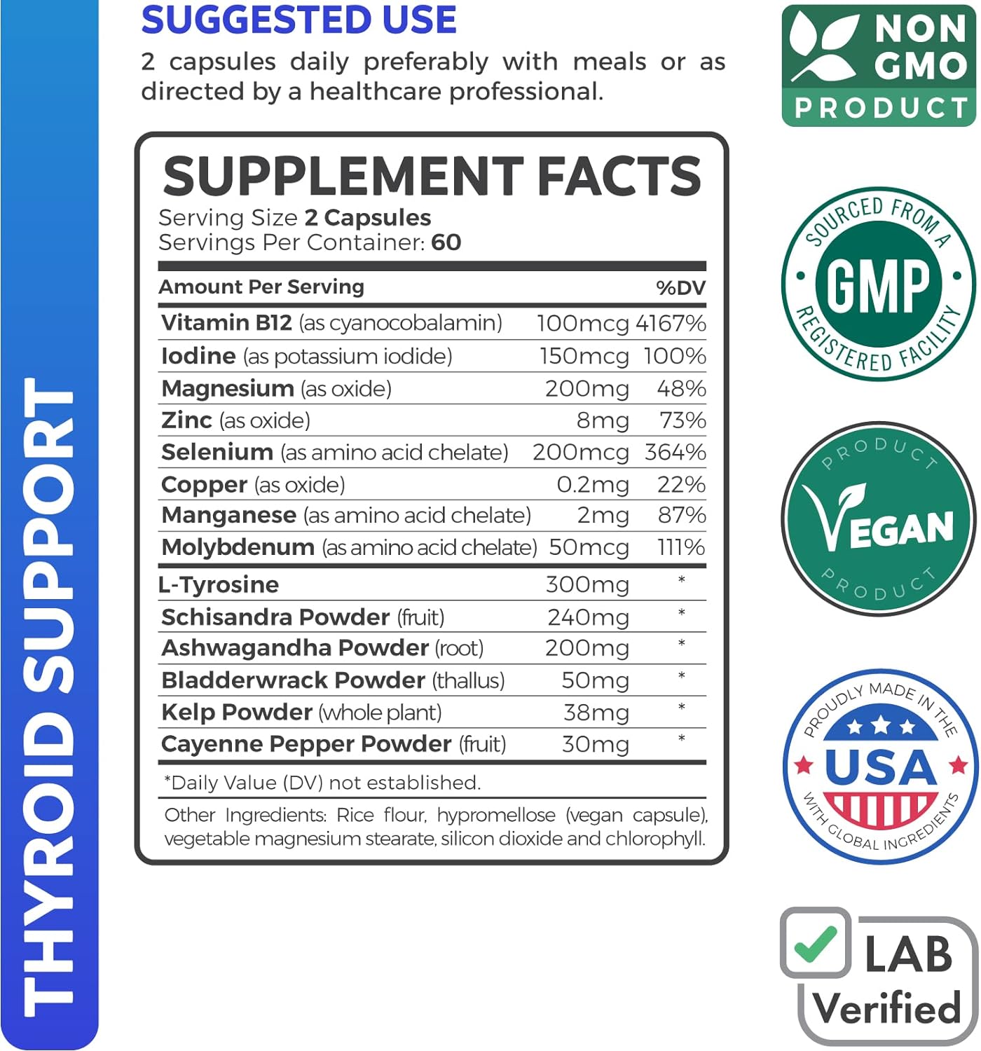 Thyroid Support with Iodine - 120 Capsules