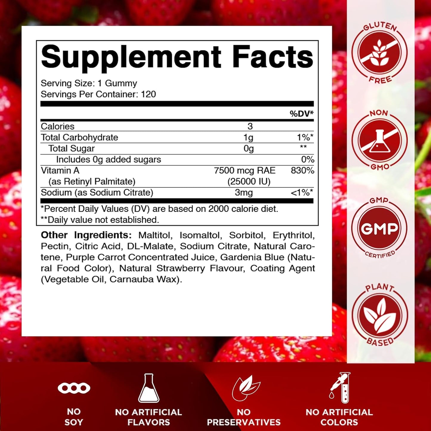 Vitamatic Sugar Free Vitamin A 25000 IU   - 120 Gummies