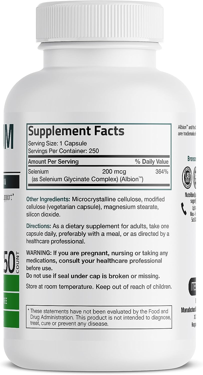 Bronson Selenium  Superior Absorption, 250 Vegetarian Capsules