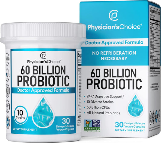 Physician's CHOICE Probiotics 60 Billion CFU - 10 Strains + Organic Prebiotics - 30 count