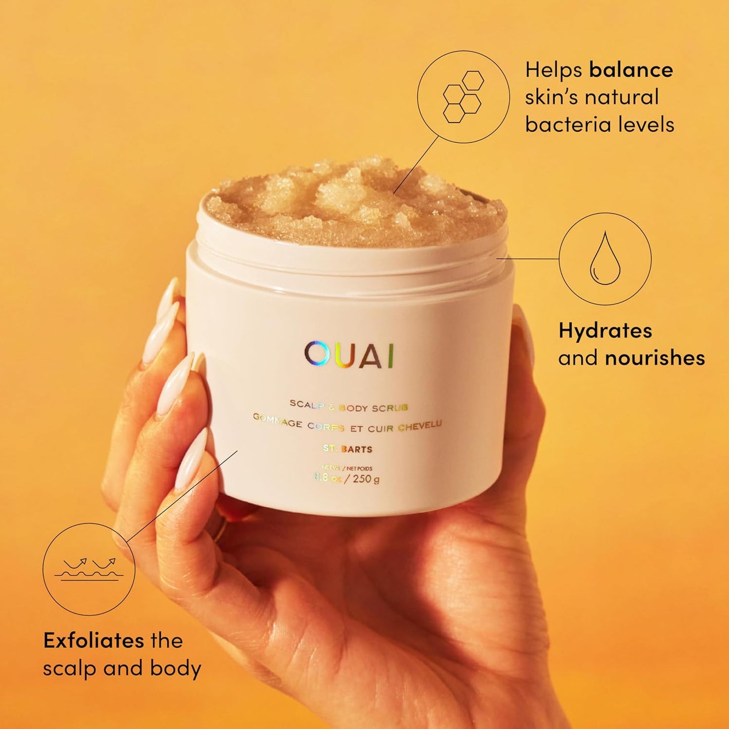 OUAI Scalp & Body Scrub, St. Barts -  8.8 Oz