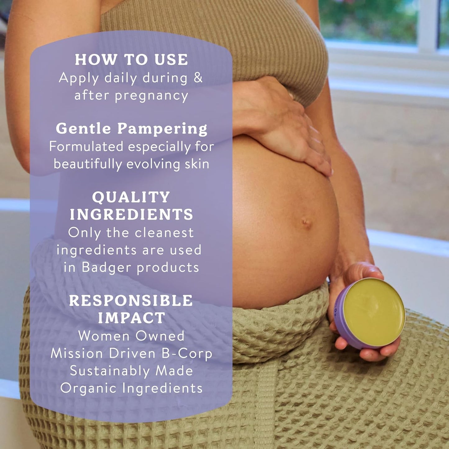 Badger Belly Butter, Organic Stretch Mark Cream - 2 oz Tin