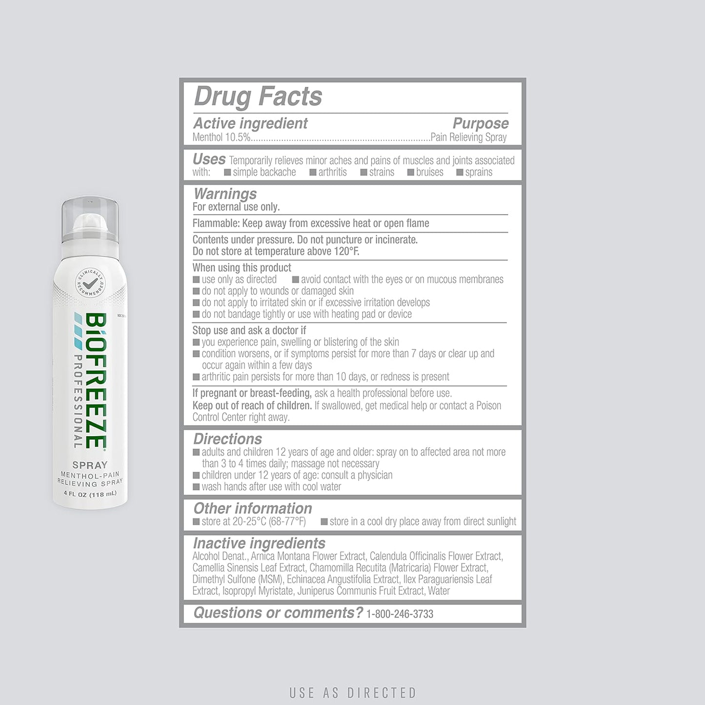Biofreeze - 13572 Professional Pain Relief Spray, 4 oz. Aerosol Spray, Colorless, Pack of 2
