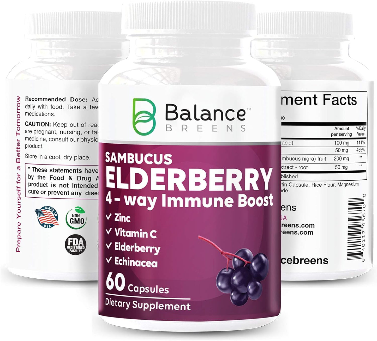 Balance Breens Sambucus Elderberry Extract 60 Count