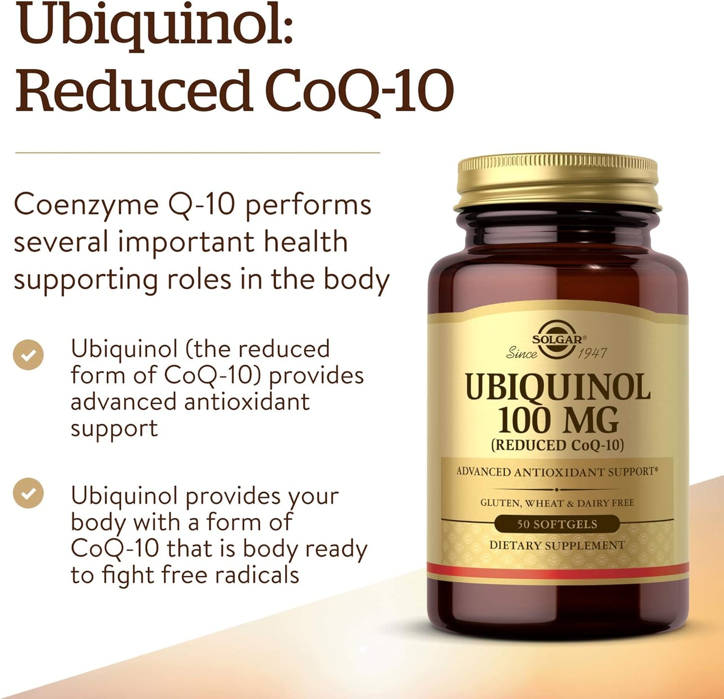 Solgar Ubiquinol 100 mg, 50 Softgels - Advanced Antioxidant Support