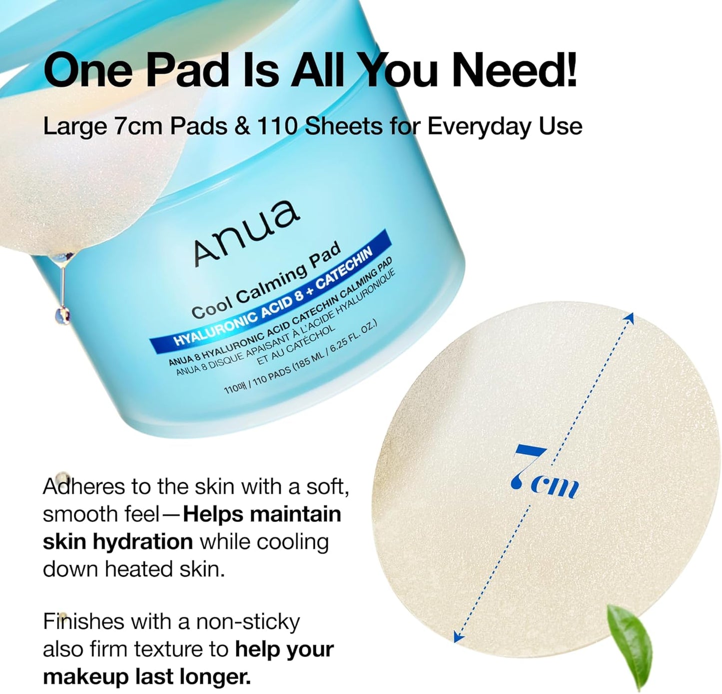 Anua 8 Hyaluronic Acid Catechin Calming Pad - 110 Pads