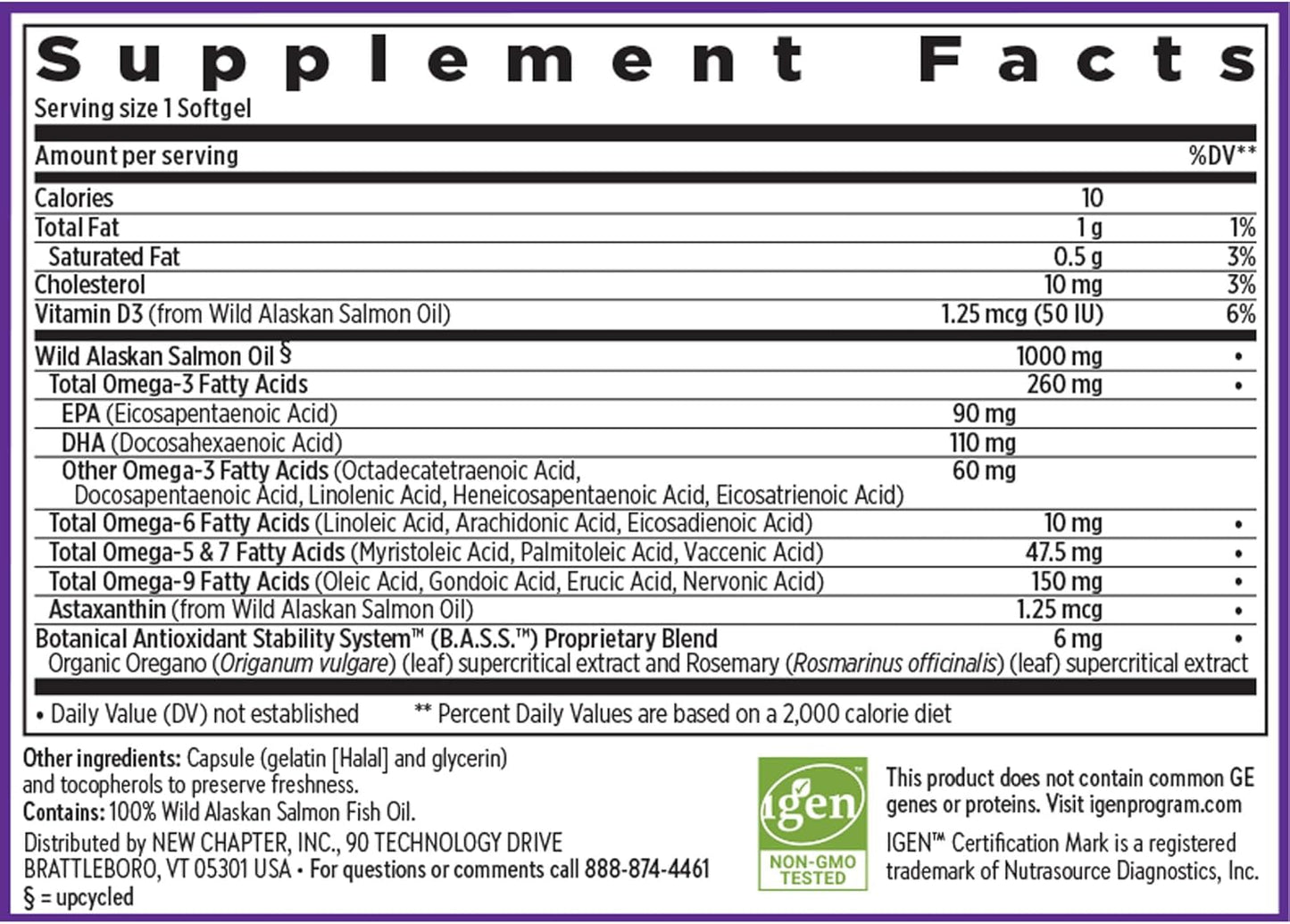 New Chapter Omega-3 Complex, 1000mg Softgels - 30 Count