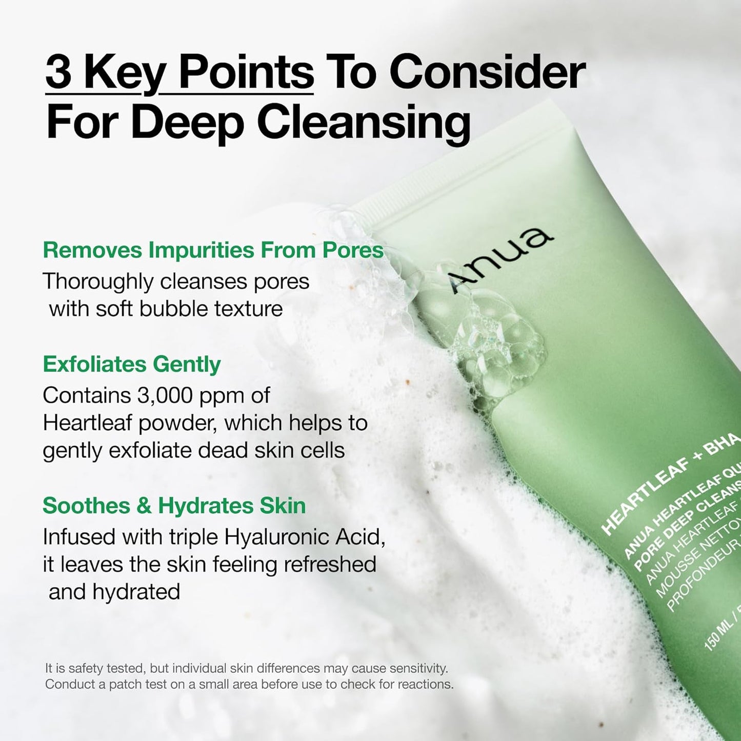 Anua Heartleaf Quercetinol Pore Deep Cleansing Foam, Face wash -  5.07 fl.oz.