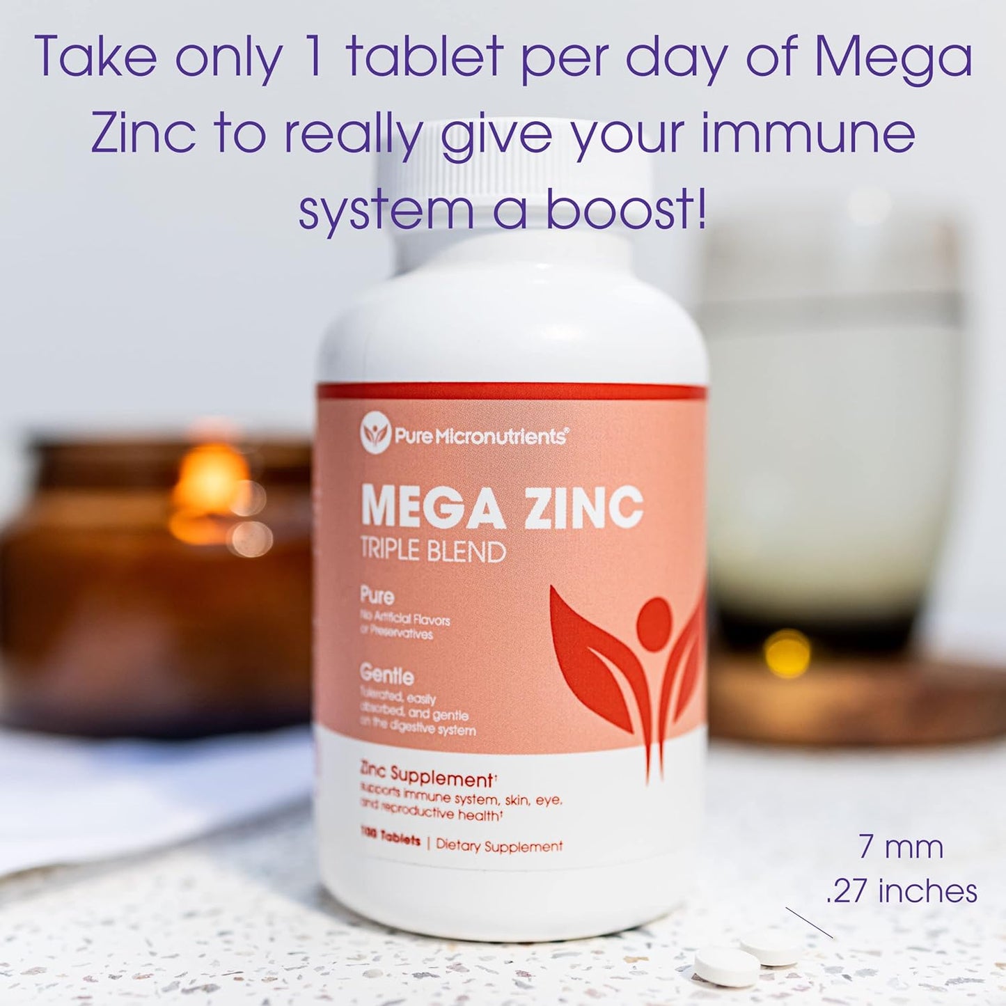 Mega Zinc Supplement, 50mg - 3-in-1 Zinc Complex - 100 Tablets