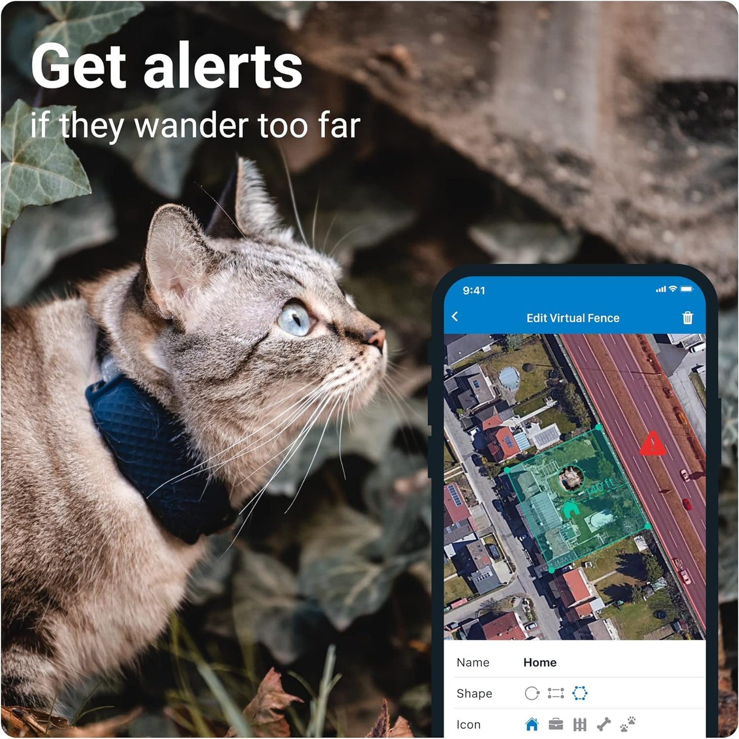 Tractive GPS Cat Tracker (9 lbs+) - Waterproof, GPS Location & Smart Activity Unlimited Range
