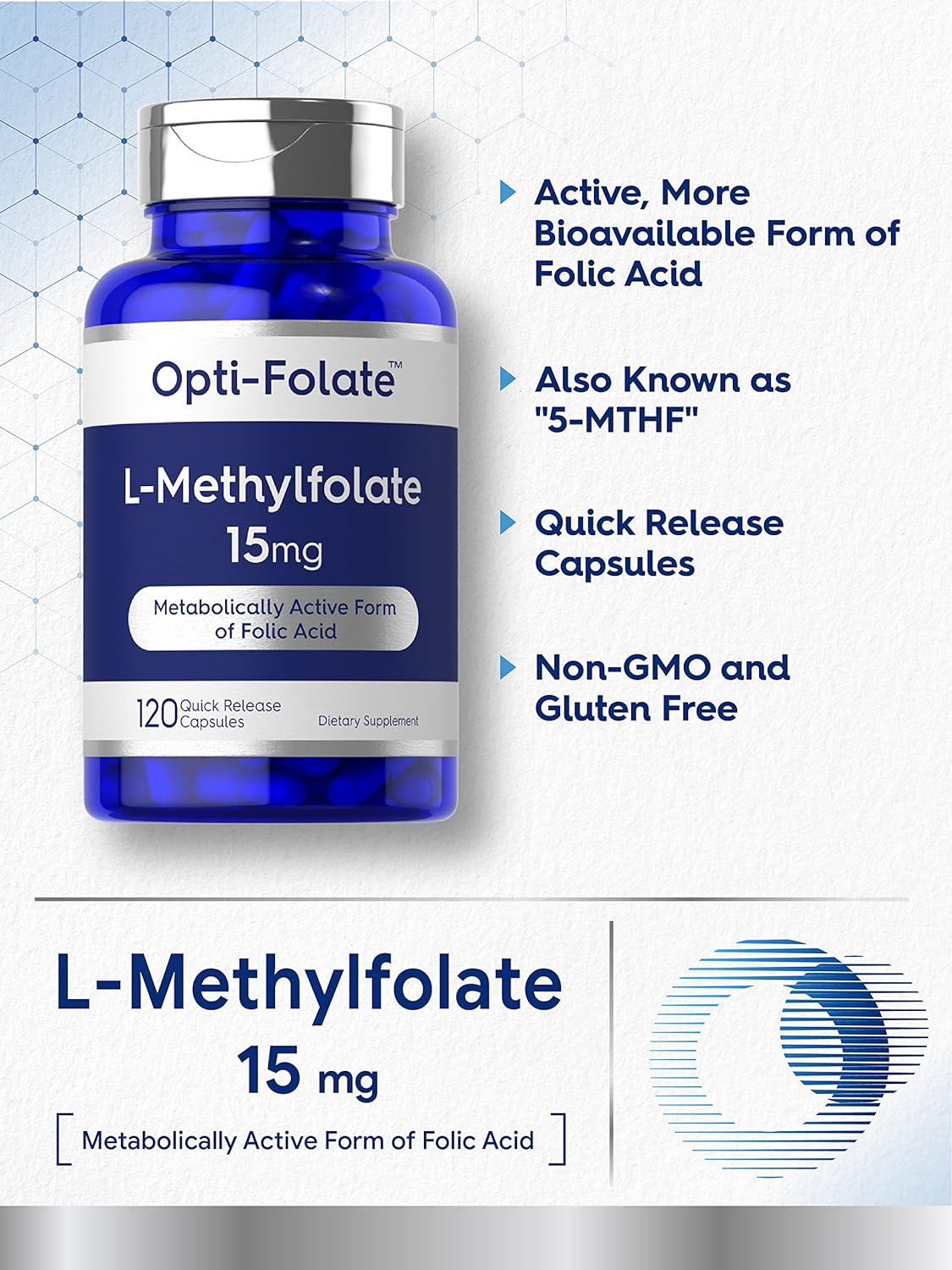 L Methylfolate 15mg  120 Capsules