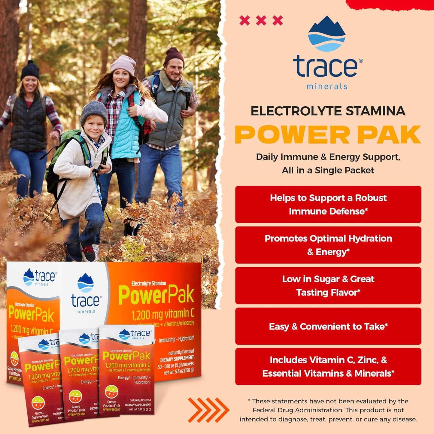 Trace Minerals Power Pak Electrolyte Powder Packets 30 Packets