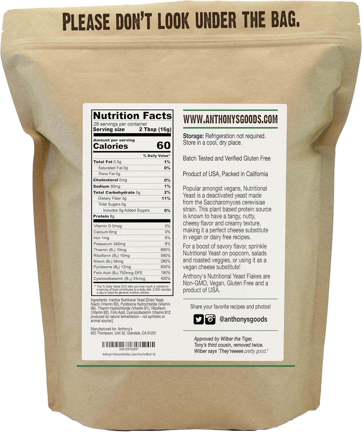 Anthony's Premium Pea Protein 2lb & Nutritional Yeast Flakes 1lb