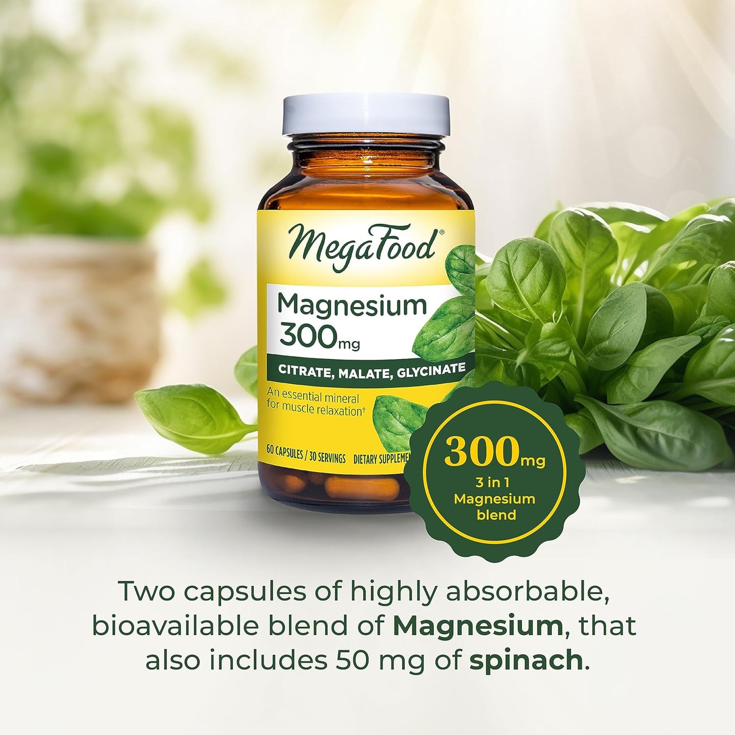 MegaFood Magnesium  - Highly absorbable Blend 60 capsules