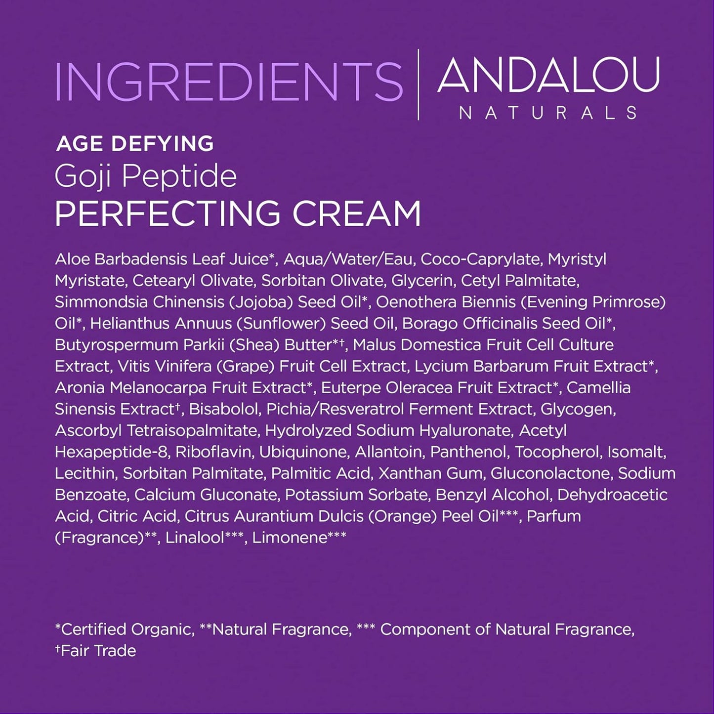 Andalou Naturals Goji Peptide Perfecting Cream,1.7 fl oz