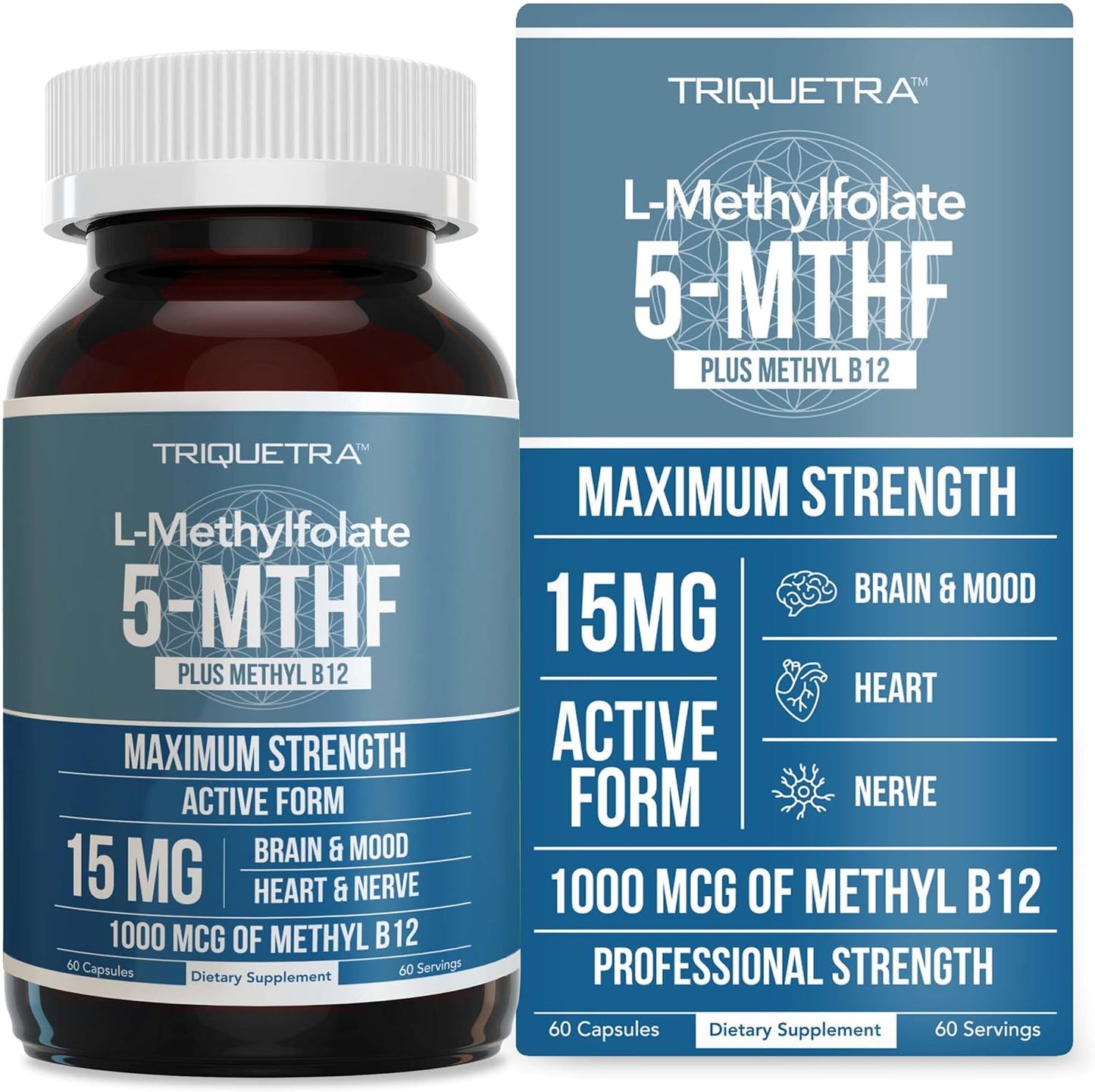 L Methyl Folate plus Methyl  Vitamin B9 & B12 (60 Capsules)
