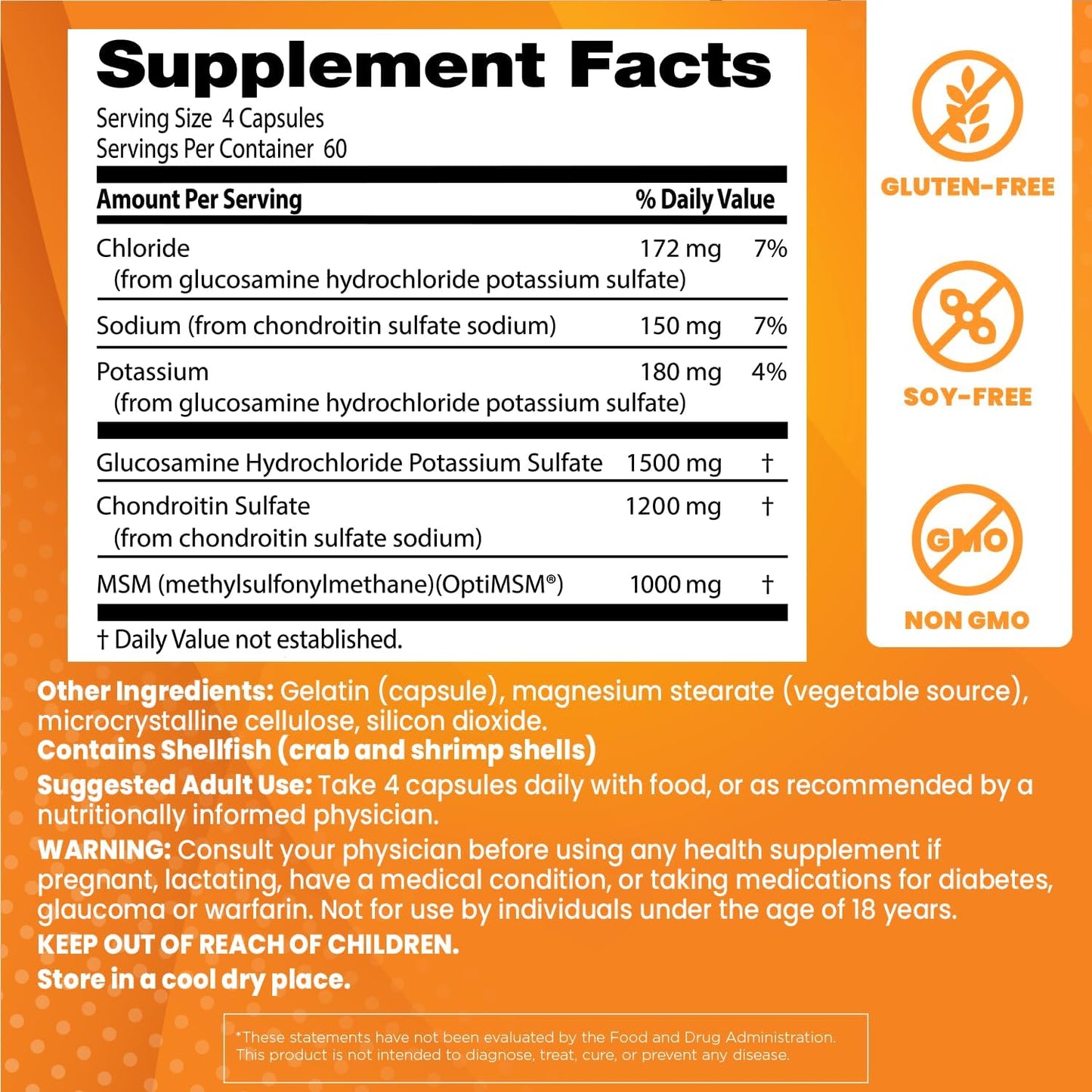 Doctor's Best Glucosamine Chondroitin Msm with OptiMSM Capsules, Supports Healthy Joint Structure,  240 Count