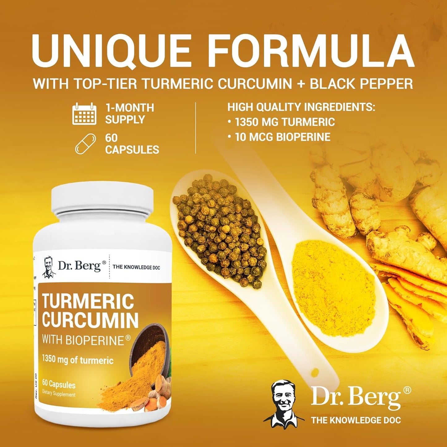 Dr. Berg Turmeric Curcumin with Bioperine   60 Capsules